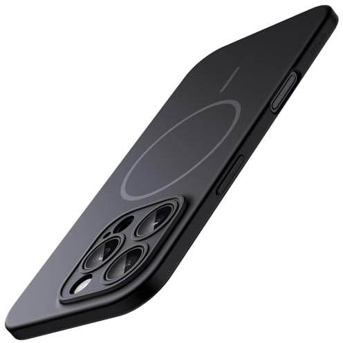 JETech Magnetische Dünn Hülle für iPhone 16 Pro 6,3 Zoll Kompatibel mit MagSafe, Vollständig Kameraschutz, Ultra Slim Leicht Matt Finish Minimalistische Handyhülle (Schwarz)