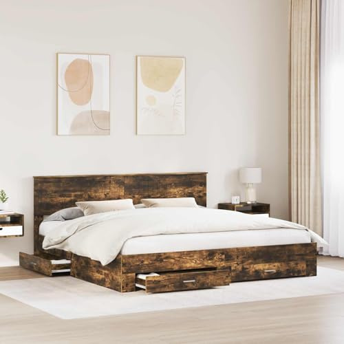 Gecheer Modern Storage Bed Frame with Built-In Drawers - Engineered Wood, Minimalist Design, Perfect for Small Spaces Model3410858