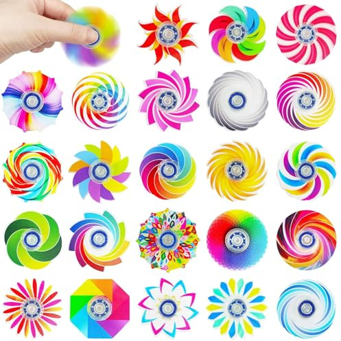 MLPKOI 24 Pièces Fidget Spinners, Mini Hand Spinner, Soulagement du Stress Jouets Sensoriels, Fidget Toys, Cadeau Anniversaire Enfants, Récompenses de Classe, Handspinner pour Enfants, Adultes