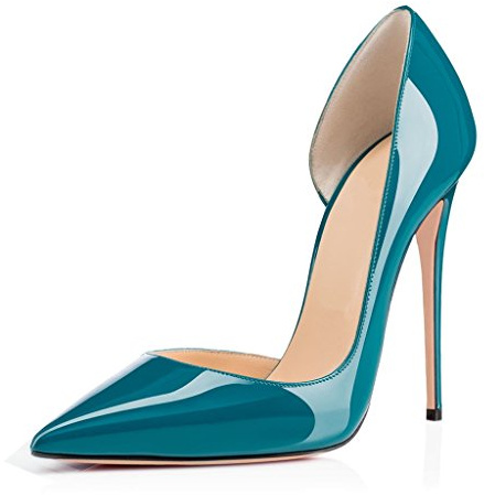 EDEFS Escarpins Vernis Talon Aiguille Bout Pointu Chaussures PU Cuir Talons 12 CM Vert Taille 43