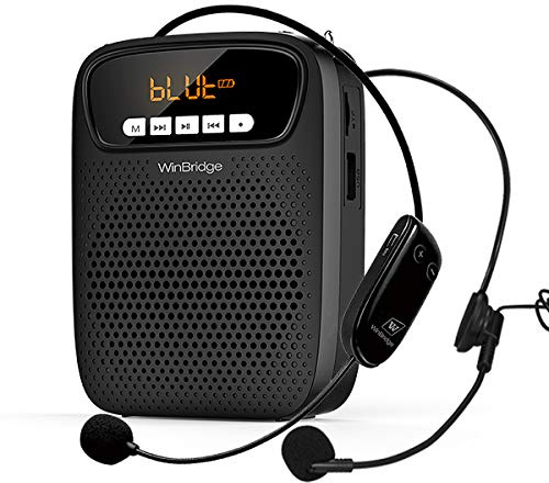 15W Voice Amplifier with Wireless/Wired Microphones for Teacher, Portable Bluetooth Headset Mic Amplifier Small Pa Multifunctional Microphone and Speaker for Tour Guide, Training ect