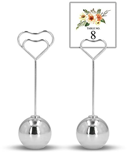 Cyrank Portacarte da 2 Pezzi Portanumero da Tavolo Portacarte con Nome da Tavolo, Portafoto da Tavolo(d'Argento)