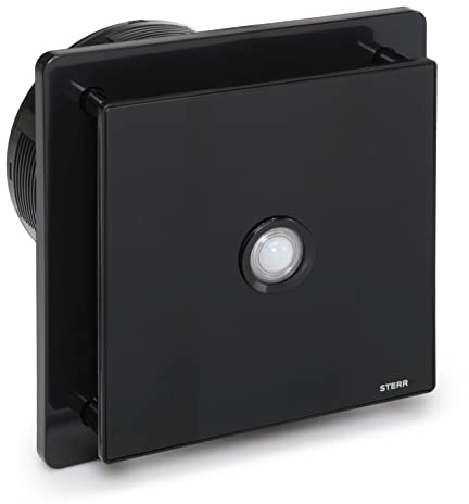 STERR svart badrumsfläkt BFS150P-B 25 W - PIR, glasfront, modernt utseende
