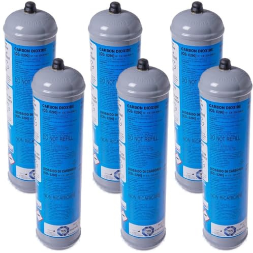 Bevi sano, bevi Italiano! GASFRIGO® Set 6 Bombole CO2 per Gasatore e Depuratore Acqua Frizzante - Ricarica 600g E290 Alimentare - Attacco M11x1 - Scorta Annuale Risparmio - 100% Made in Italy