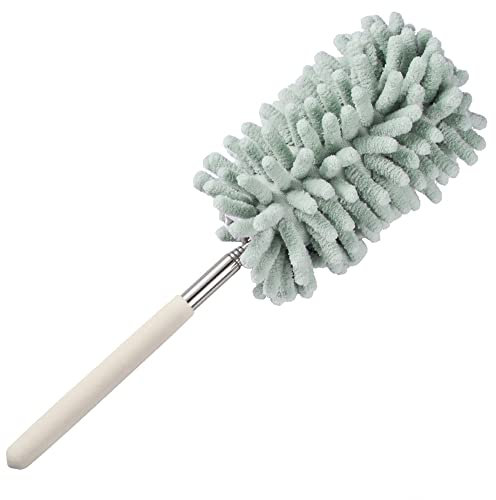 JSCARLIFE Spolverino in microfibra, con asta extra lunga, lavabile per la pulizia di ufficio, auto, finestre, mobili, ventilatore a soffitto (verde)