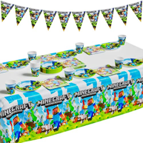 Geburtstag Dekoration, Party Geschirr Set 62 pcs, Tischdecke Geburtstag, Teller, Becher, Servietten, Wimpel, Party Dekoration, Partyzubehör für Kinder