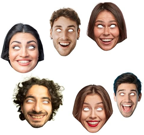 FoxyPrinting Personalised Photo Face Masks - Perfect For Hen Do, Stag Do, Birthday Party - DIY Kits or Ready to Wear