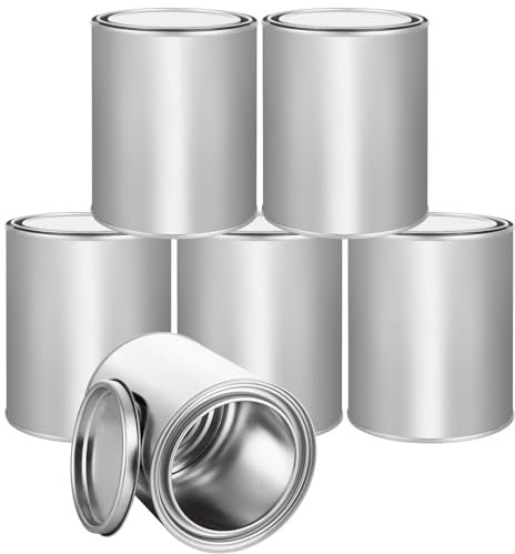GBACHOOSE 6 Pack Metal Paint Cans with lid, 1 Litre Empty Unlined Paint Cans, Multipurpose Storage Paint Pails Containers for Arts and Crafts, DIY Projects, Painting, Garage