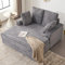 Furnimart Chaiselongue-Sessel für den Innenbereich, 147,7 cm Schlafsofa mit 2 Wurfkissen, flauschiger Cord-Sofa für Wohnzimmer, bequemer, übergroßer Lesesessel, Grau