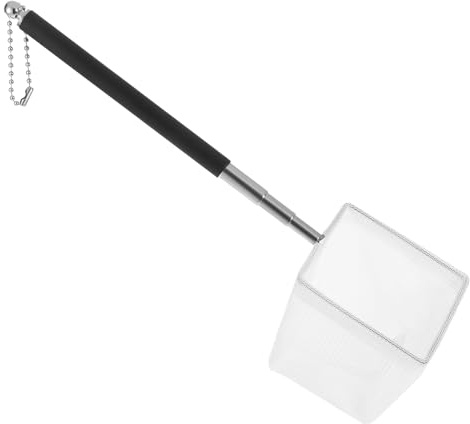 LIQWEI 1 rete per acquario piccola rete da pesca quadrata, reti per gamberetti con manico estensibile, rete per acquari, accessori per acquari e stagni