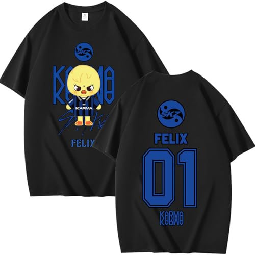 StrayKids T-Shirt StrayKidz Coton Chemisier Unisexe Skzoo SKZ Karma Tshirt Bang Chan Chanbin Lee Know Hyunjin Han Felix Seungmin I.N Fans Top à Manches Courtes Looser à col Rond