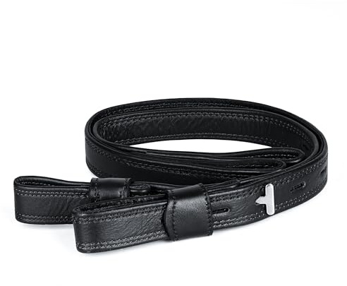 GALLOP SHOP Premium Leather Stirrup Straps, Close Contact Double-Stitched, Horse Riding Equipment (Black, 60 CM)