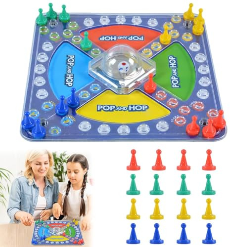 NPLSEO Pop And Hop Board Game, Classic Pop-a-Dice Ludo Style Game, Fun Party Toy for 2–4 Players, A Dice Board Games, Family Fun Classic Boards Toy, Kids Children Toys Gift, for Family Friends Party