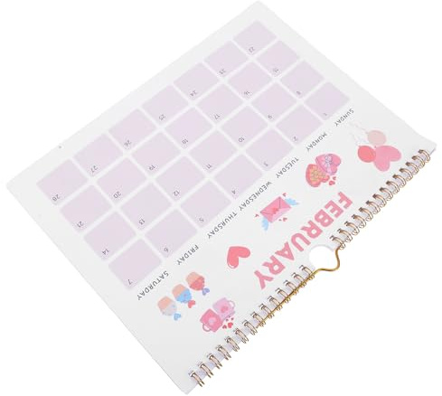 Gadpiparty Calendario de Pared 2026 Minimalista con Dibujos Animados Planificador Mensual Colgante de 12 Meses Papel con Encuadernación Espiral Calendario Escolar y Familiar para Oficina y