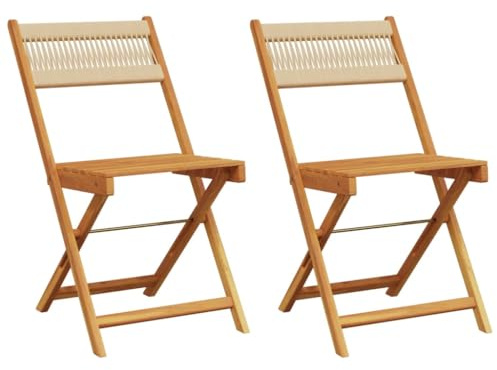Solivagant Sedie Bistrò 2pz Beige in Legno Massello di Acacia e Corda,Beige,9.8kg