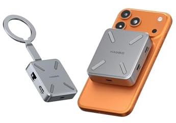 Hagibis Hub magnético USB C con Soporte Magsafe para iPhone 17, 16, 15 Pro MAX, estación de Acoplamiento portátil Tipo C de 100 W PD, RJ45 de 1000 Mbps, HDMI 4K a 60 Hz, USB 3.2 de 10 Gbps (CMC10LH)