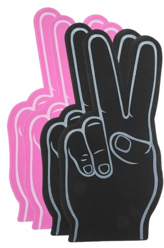 Toddmomy Dedos de Espuma para Animadoras 4 Piezas, Accesorios para Fiestas Deportivas, Material Eva Ligero, Colores Negro y Rosa, Adecuado para Eventos Deportivos y Animación de Porristas