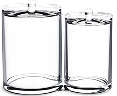 Hiraith Porta Qtip Trasparente Contenitore per Bastoncini di Cotone Organizzatore di Palline di Cotone 2 Scomparti Scatola Porta Cosmetici Tavolo in Plastica Trasparente con Co