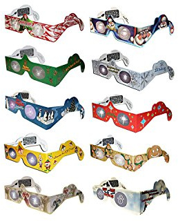 3D Christmas Glasses - 10 Pairs / 10 Turn Christmas Tree & Holiday Lights into Magical Images - Stocking Stuffers - Secret Santa - Office Parties - Fun for The Family