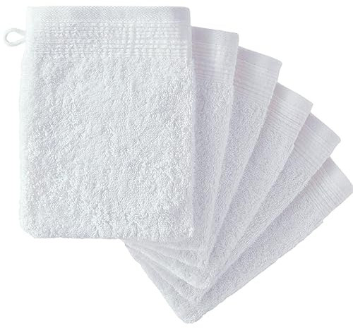 Adore Home 6 x Premium Quality 100% Cotton Wash Mitts Absorbent Flannel Face Mitt Body Scrub, White