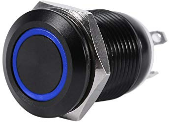 Interruttore a pulsante a LED, auto 12V 2A 12mm LED Light Momentary Interruttore a pulsante On/Off Interruttore a pulsante fermo(Blue)