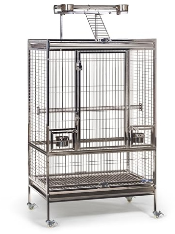 Prevue Pet Products Large Stainless Steel Playtop Bird Cage - Silver