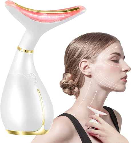 Ms.W Masajeador facial eléctrico, dispositivo de tonificación de belleza para el estiramiento de la piel, máquina de estiramiento facial antiarrugas para el cuello facial con masaje térmico