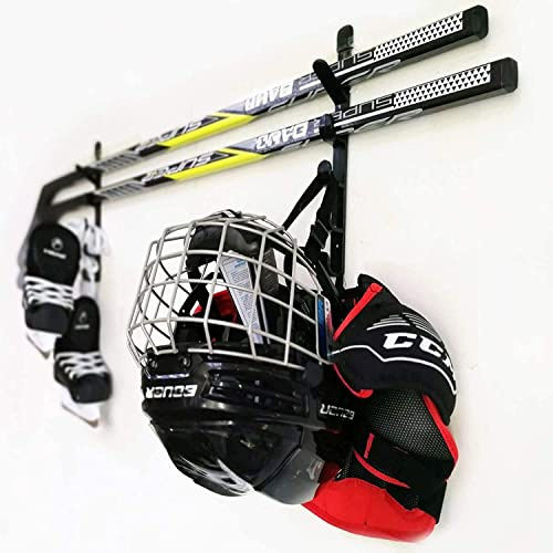 Soporte para palos de hockey, soporte para exhibición de pared para palos de hockey, ideal para el hogar u oficina, montaje en pared sin equipo de palo de hockey
