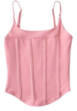 Pure Lust Girl Hottie trägt EIN sexy kleines Sling-Design im Fischgrätenimitat, lässiger Saum, geschwungene, ultrakurze Weste, Rosa, M