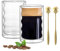 DAWRIS Double Walled Glass Coffee Mugs 2x350ML Double Wall Insulated Cappuccino Nespresso Latte Glass Cups with 2 Spoons Borosilicate Heat Resistant Glass for Milk Juice Ice Cream Iced Coffee & Tea