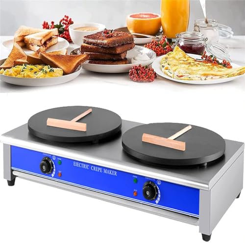 GYQSSD Crepiera Elettrica Commerciale, Piastra per Pancake Antiaderente da 16 Pollici, Piastra per Pancake, Temperatura Regolabile, per Chapati, Tortilla di Farina,Doublehead