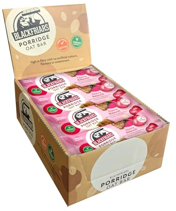 Porridge Oat Cereal Bar - Cherry Bakewell | 15 x 50g | Cereal Bars Individually Wrapped | Breakfast Bars | Vegan & Gluten Free | Healthy Snacking