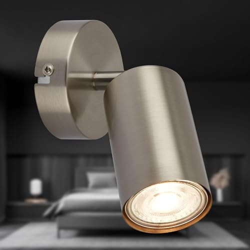 BRILONER - Wandleuchte innen schwenkbar, GU10 Fassung, max. 9 W, Leselampe, Wohnzimmerlampe, Lampe, Wandlampe, Küchenlampe, Flurlampe, Schlafzimmer, Wandbeleuchtung, 8x15,5 cm, Matt-Nickel