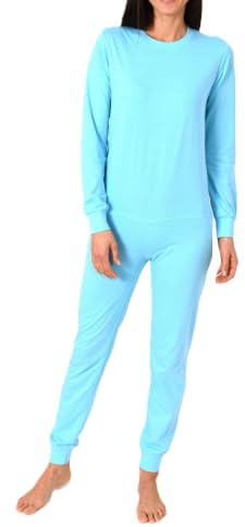 Normann Care Dam vårdoverall långärmad pyjamas i ett stycke med dragkedja på baksidan, Turkos, L