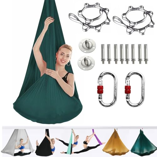 ARNTY Yoga Set per Adulti, Accessori per Yoga, Carico 500 kg, Incluso Hardware di Installazione Completo (Darkgreen)