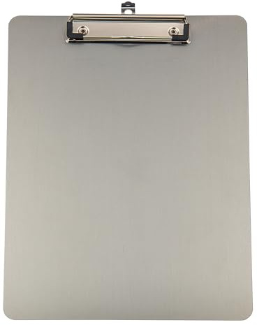 WEDO® Metall-Klemmbrett A4 aus eloxiertem Aluminium mit starker Klammer, abgerundeten Ecken und Öse zum Aufhängen, Farbe: Anthrazit