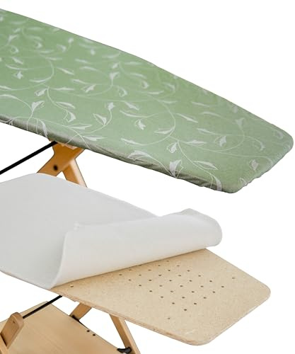 Funda y Muletón para Tabla de Planchar, Compatible con Modelos Foppapedretti, Color Plata/Verde, Tejido 100% Algodón, 115 x 63 cm, Made in Italy