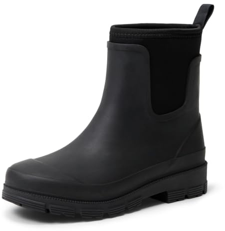 Amazon Essentials Women's Chelsea Ankle Rain Boot, Black, 10
