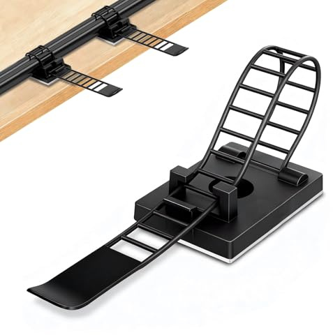 Redamancy 50 Pcs Sujeta Cables, Organizadores de Cables Autoadhesivos, Bridas Adhesivas, Clips de Cable Ajustable para Ordenar Cables Eléctricos y de Dato para Oficina, Hogar, Exteriores (Negro)