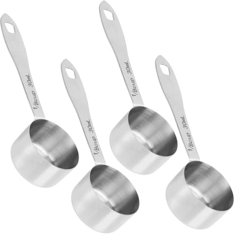 4 cucharas de café de 30 ml para café molido, cuchara medidora de cucharada, cuchara de acero inoxidable para azúcar, leche, fruta en polvo