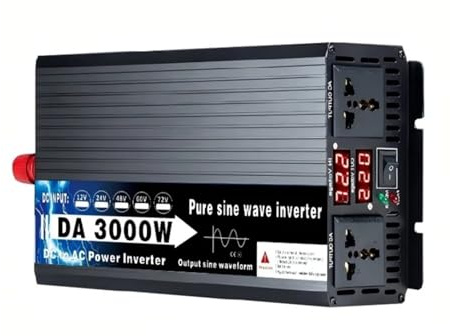 Inversor Onda Sinusoidal Pura CC 12 V 24 V 48 V 60 V 72 V A CA 110 V 220 V 3000 W 4000 W 5000 W con Doble Pantalla Digital Convertidor(12V,220V(60HZ),3000W)