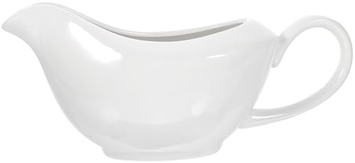 IMUSINICE Ceramic Gravy Boat with Handle 400ml White Porcelain Sauce Container Exquisitely Crafted for Catering and Everyday Use, for Serving Sauce, Milk, or Yogurt