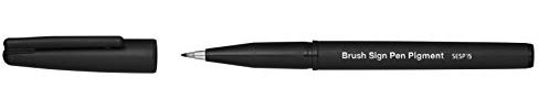 Pentel SESP15-AX Brush Sign Pen Pigment mit pigmentierter Tinte, Faserschreiber, pinselähnliche Spitze, schwarz, 12 Stück