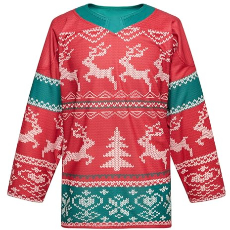 EALER Christmas Sublimated Practice Hockey Jersey Jacket with elk and Snow for Mans and Boys