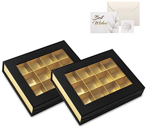 Jul chokladlåda tom presentförpackning choklad presentlådor låda magnetisk dessertpresentförpackning med klart kuvert för skyltfönster, för godis, bakverk, 12 rutnät