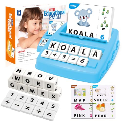 Pup Go Letter Game, Spelling Word Games, Educational Early Learning Toys for Age 3 4 5 6 7 8 Year Old Kids, Preschool Toys Board Game Gifts for Boys Girls (Light Blue)
