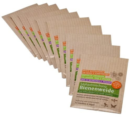 Biobalu Bienenweide Samentütchen - Blumenwiesensamen mehrjährig - Blumensamen als Hochzeitsgeschenk, Gastgeschenk, Werbegeschenk, Werbeartikel personalisiert (100 x 4g)