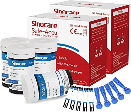 sinocare Teststreifen Blutzucker, 100pcs Blutzuckerteststreifen, Portable für Reise (Safe Accu 100pcs Teststreifen)