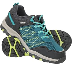 Mountain Warehouse Stampede Kids Walking Shoes - Lightweight & Waterproof Sneakers with Suede & Mesh Upper for Boys & Girls - for Spring Summer, Wet Weather Two Tone Green Junior Shoe Size 2