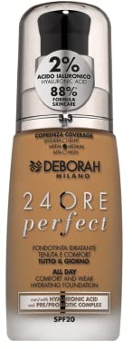 Deborah Milano - 24 Stunden Flüssigkeitsfoundation Perfect Feuchtigkeitsspendende SPF 20, N.3.3 Gold, 30.0 Milliliter, 1